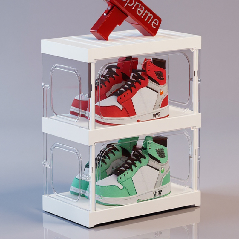 Shenghong Home Transparent Shoe Cabinet, Living Room Shoe Rack, Side Opening Display Of Sneakers, Shoe Wall, Foldable Shoe Storage Wonder, Acrylic Shoe Box, Figurine Box details Picture