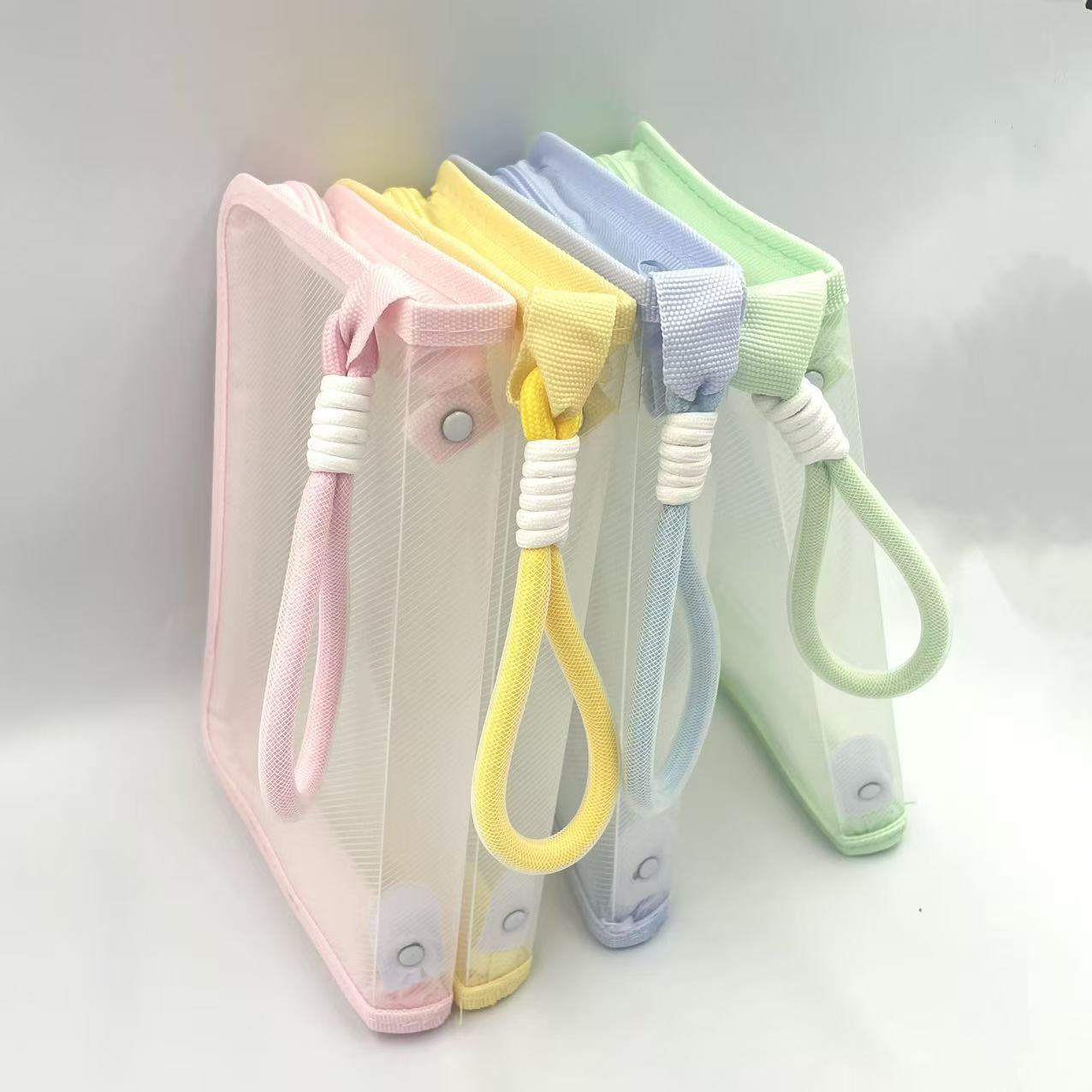 A5 File bag Large opening handbag Subject classification mesh zipper storage bag
