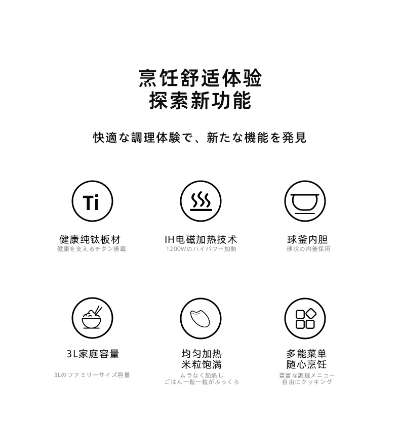 Latuna拉图那低糖IH电磁加热3l电饭煲多功能家用纯钛内胆电饭锅详情7