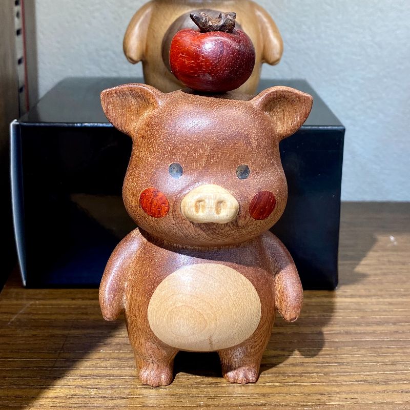 “诸柿如意“猪乌檀木木雕摆件 文创随身把玩手把件茶宠装饰品工艺礼品产品图