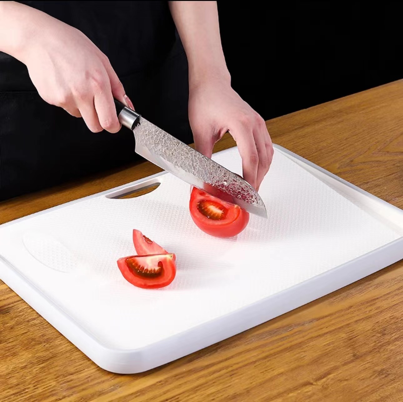 Upgraded double-sided slope Japanese Karari cutting board with anti-mold, moisture-proof and anti-slip silicone edge details Picture