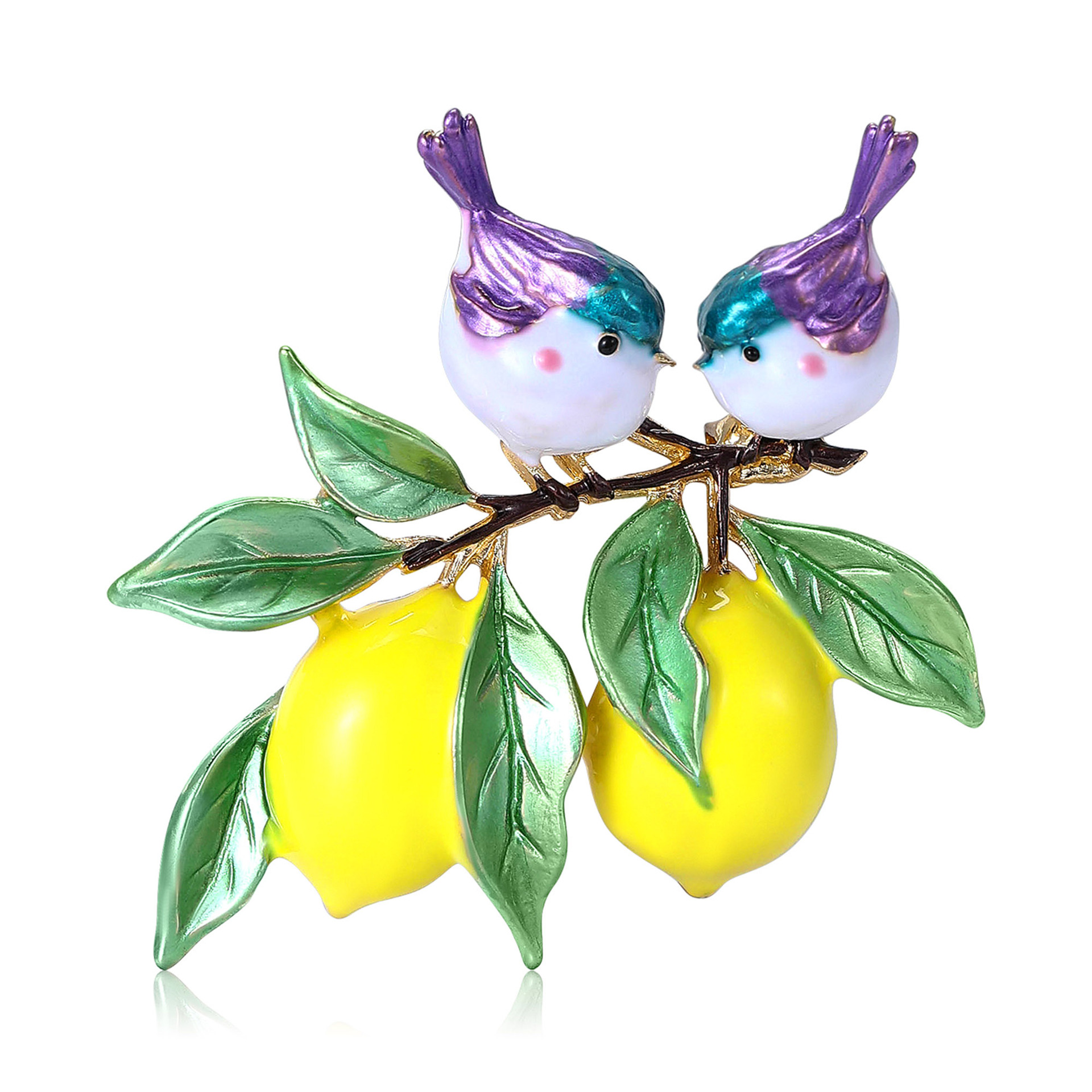 Oil drip lemon brooch, enamel oil alloy fruit brooch, bird brooch, cartoon brooch, silk scarf buckle pin Specification image