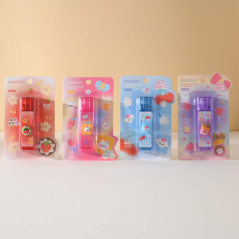 YB-8100 high-quality pen clip correction tape, full meter ultra-thin film PET transparent film, easy to use, continuous student special, factory direct sales full figure
