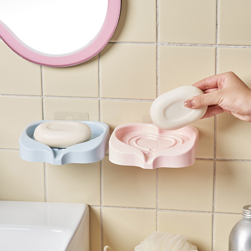 S137-1064 Sweetheart Girl No-Hole Wall-mounted Soap Box Cartoon Flat Draining Rack Student Dormitory Home details Picture