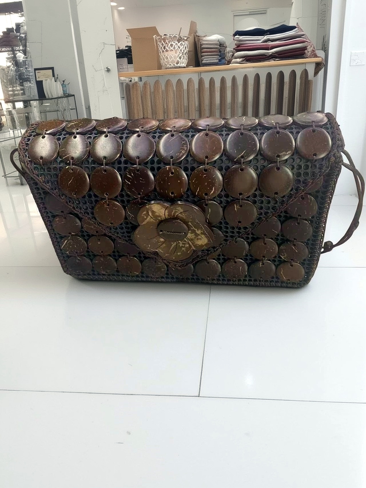 波西米亚小众ins风设计包包女2025新款潮流休闲时尚单肩洋气手工制作单肩托特包天然椰壳包包