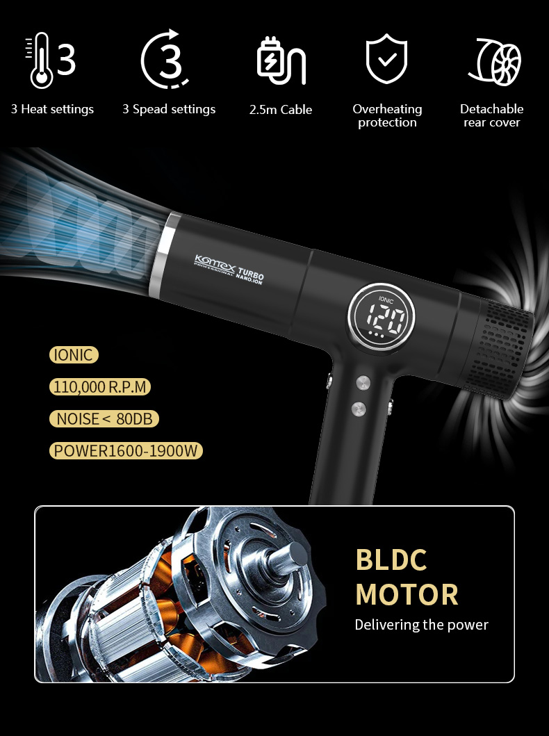 KOMEX康美丝吹风机110000RPM2000W大功率发廊专用家用新款电吹风厂家直销详情2