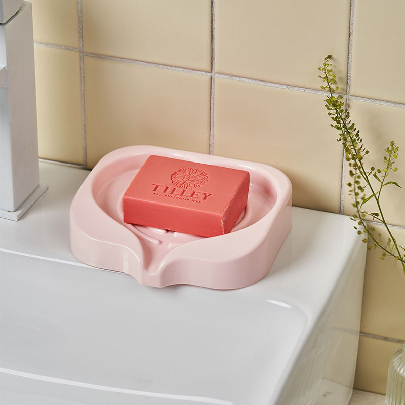 S137-1064 Sweetheart Girl No-Hole Wall-mounted Soap Box Cartoon Flat Draining Rack Student Dormitory Home Specification image