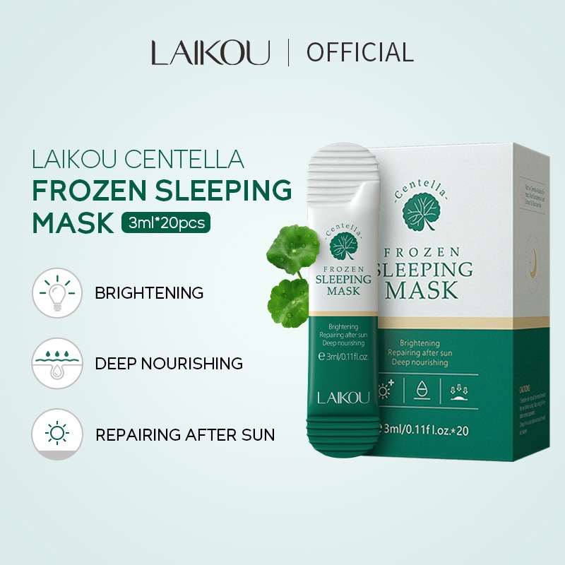 Cross-border LAIKOU Centella asiatica Mask 3ml×20 packs Moisturizing, Hydrating and Refreshing Sleeping Mask, Export mask full figure