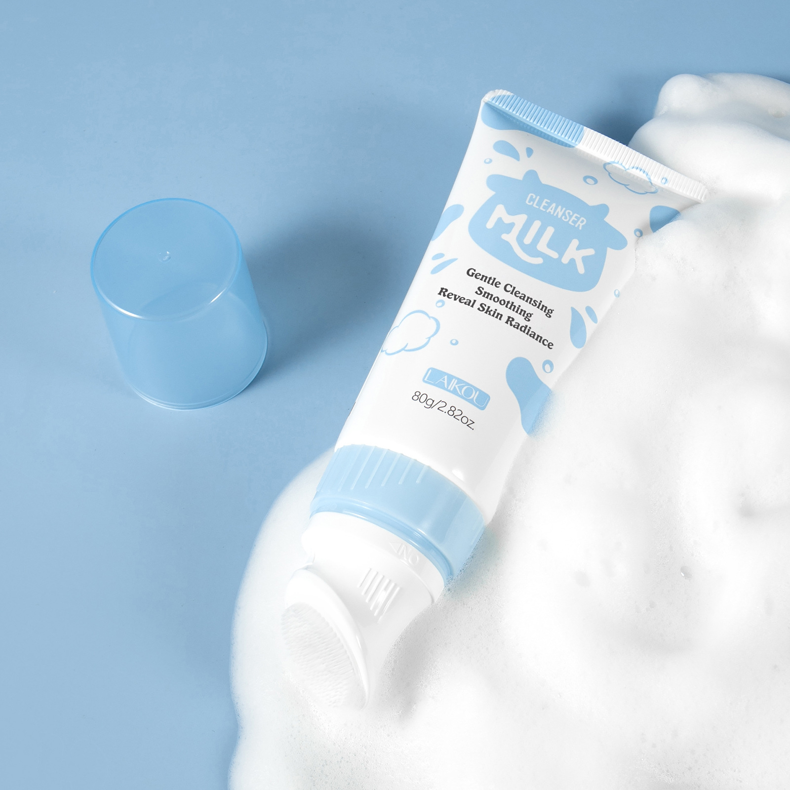 Cross-border LAIKOU Milk Facial Cleanser 80g Hydrating, moisturizing, Pore-cleaning and nourishing Cross-border export facial Cleanser full figure