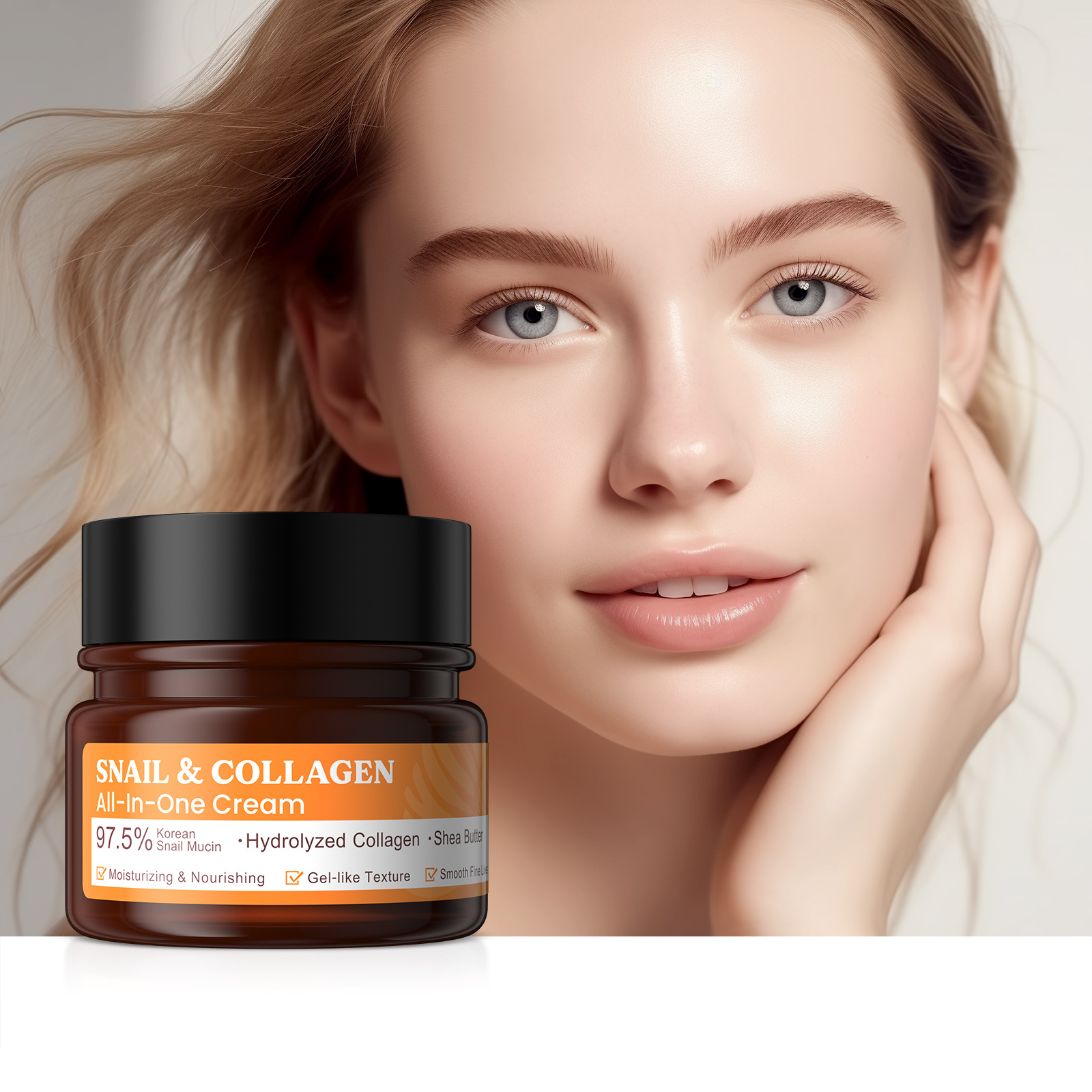 Cross-border QUIYUMM Snail Collagen Cream 50g Hydrating, Moisturizing, brightening skin tone, FDA skin care product wholesale full figure