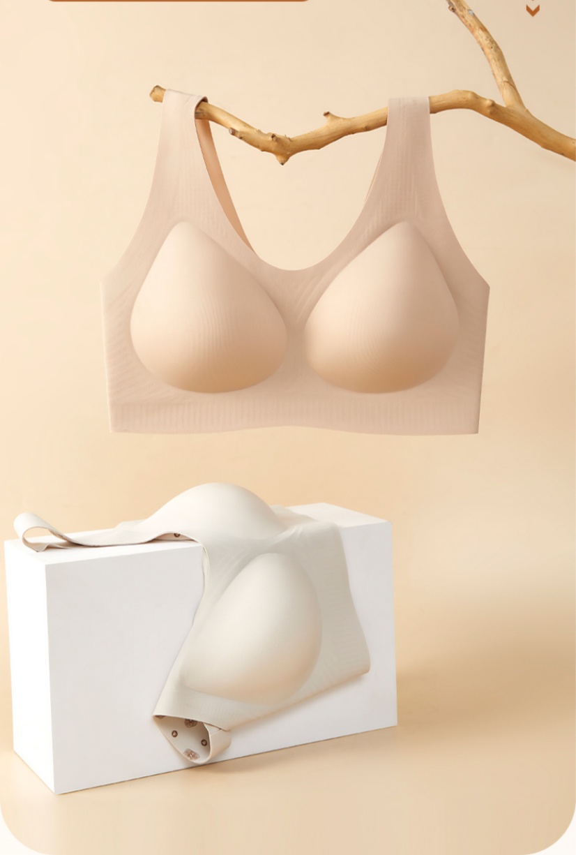Seamless vest-style bra, jelly soft support invisible underwear, large size semi-fixed cup beautiful back underwear without steel rings Item Picture