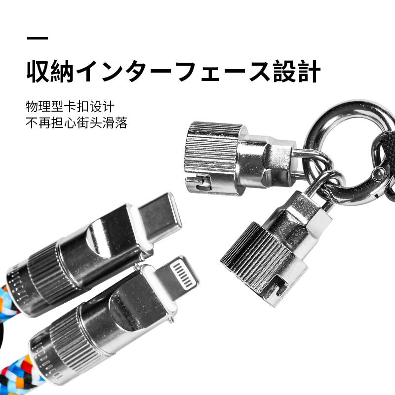 Sasayama portable data cable & phone lanyard 2-in-1 multi-functional high-appearance-level travel anti-loss Item Picture