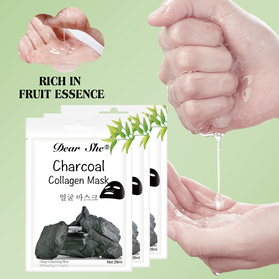 Factory direct sales, foreign trade bestseller 28ml Dear she Bamboo Charcoal Collagen Facial Mask Deeply cleanses facial skin, hydrates, moisturizes and makes the skin smooth and tender Specification drawing