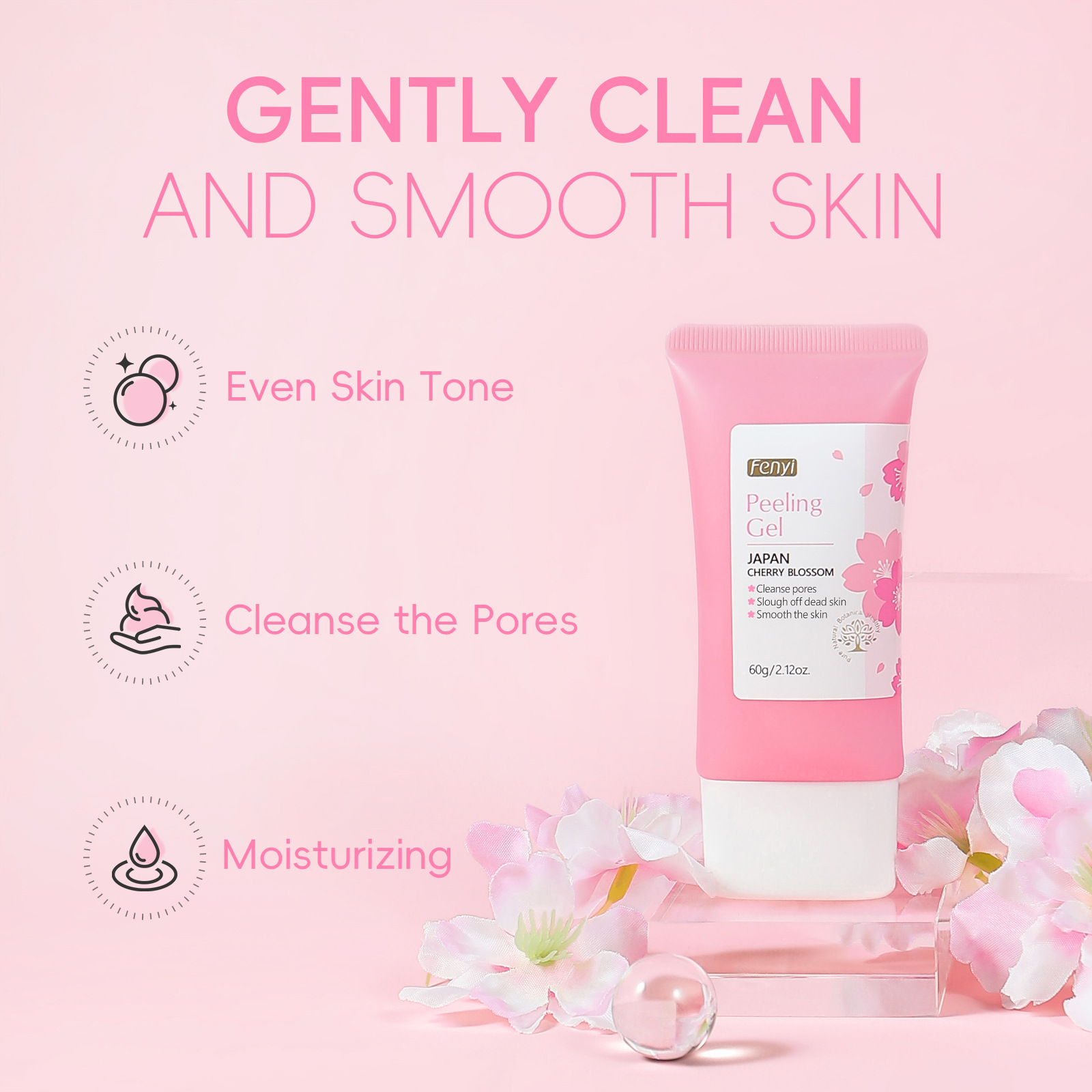 Cross-border Cherry Blossom Facial Cleansing Exfoliating Gel Hydrates, moisturizes and rejuvenates the face and body, exfoliating gel details Picture