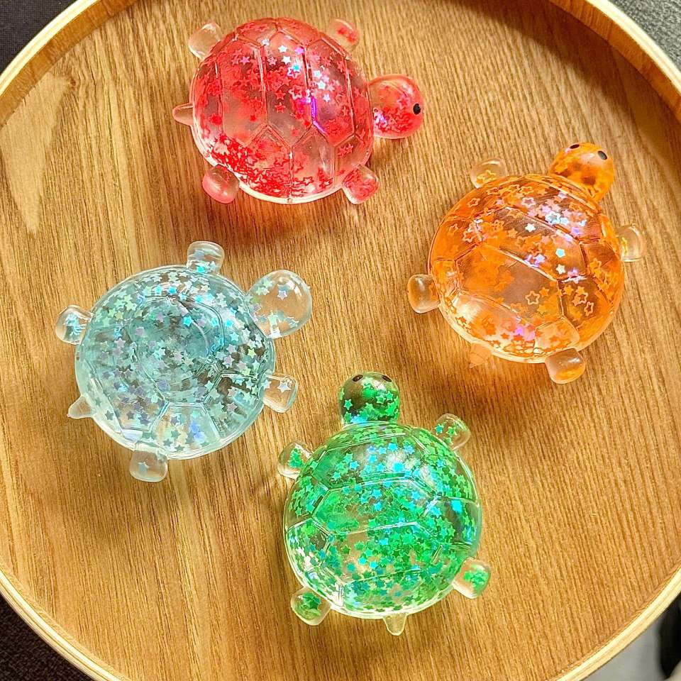抖音爆款大号麦芽糖亮片乌龟爆珠款入油海星车载办公桌面摆件玩具 产品图