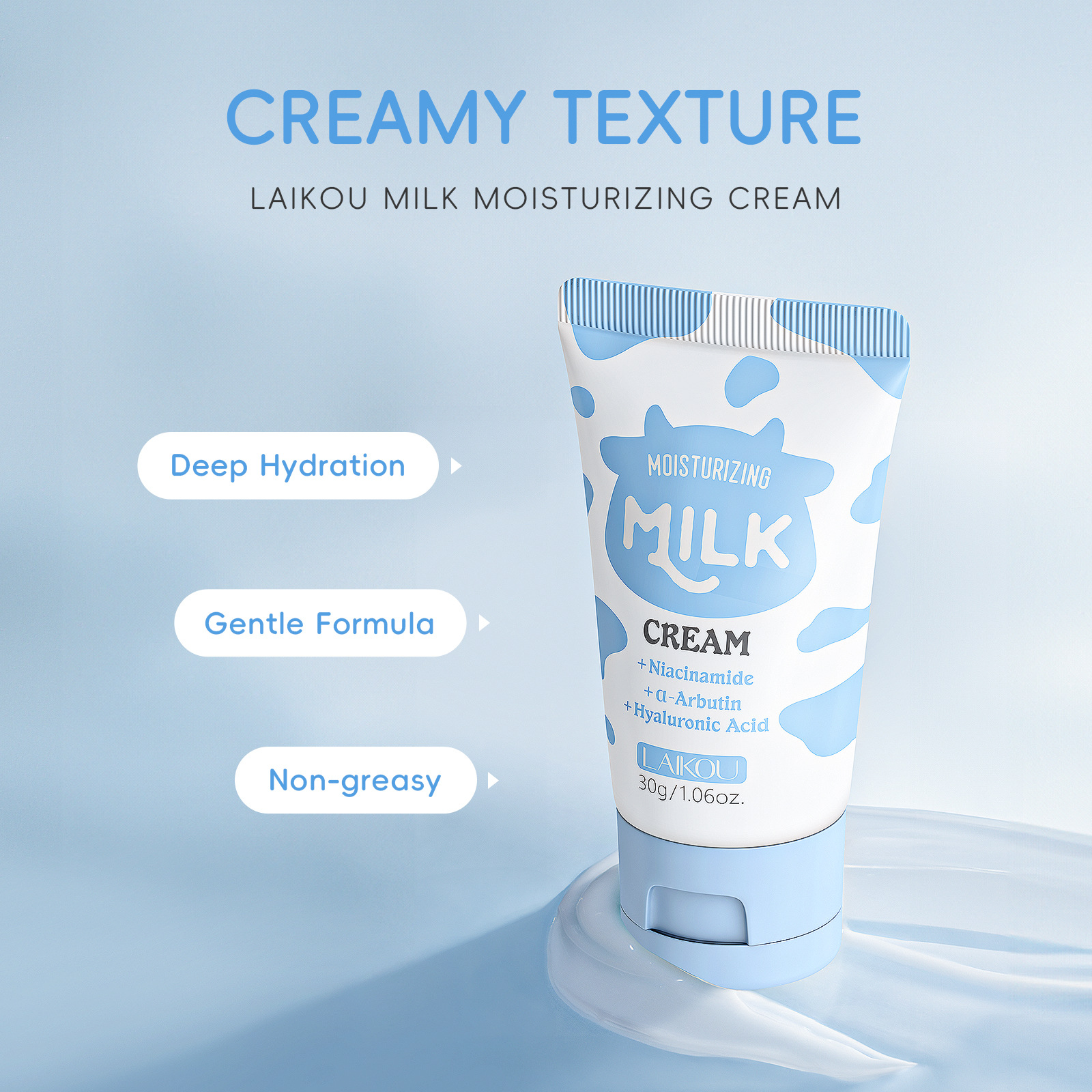 LAIKOU's new 30g milk Moisturizing Cream for cross-border trade is available for wholesale in English Specification drawing