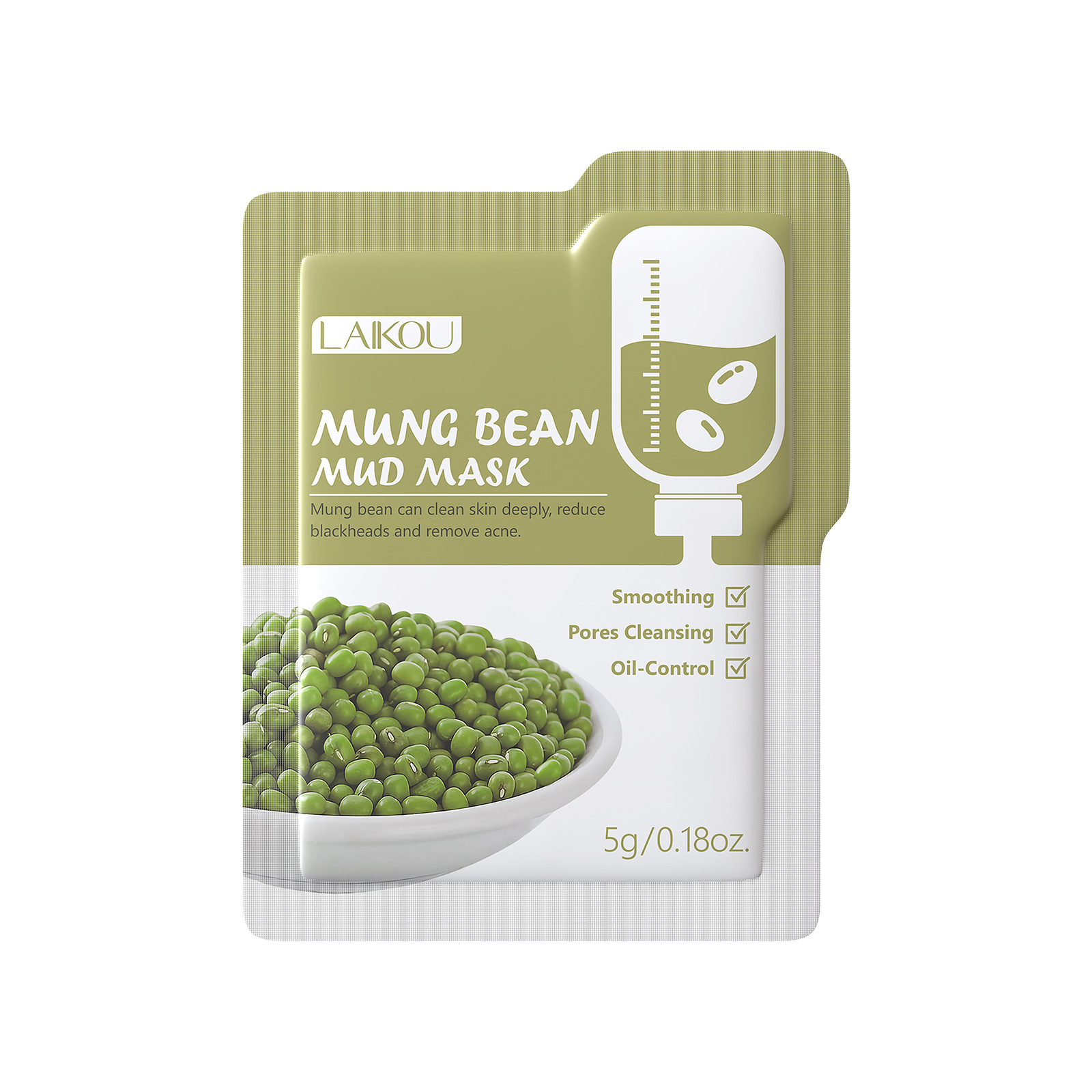 LAIKOU Mung Bean Cleansing Mud Mask 5G 12-piece set facemask Mask Mud for export, all in English Item Picture