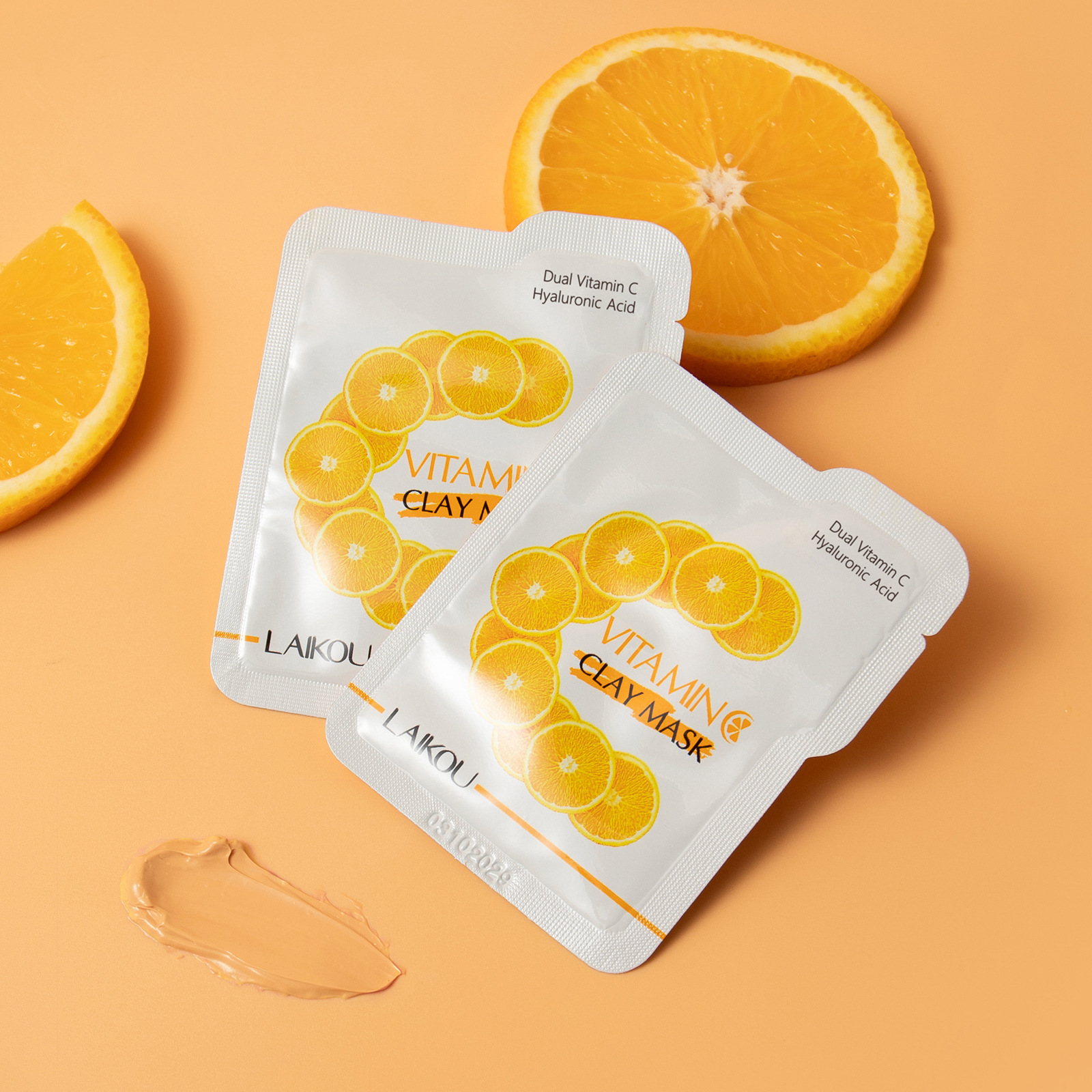 Cross-border in-stock new LAIKOU Vitamin c mud Mask Sheet 5g single sheet Pore-cleaning and application mask export full figure