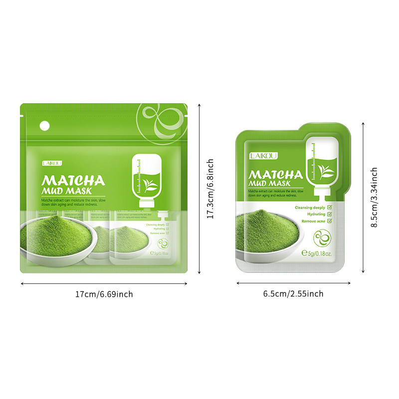 Cross-border LAIKOU Mud Mask Bag Series 5g×12 packs matcha export Mask all-English in-stock skin care products Item Picture