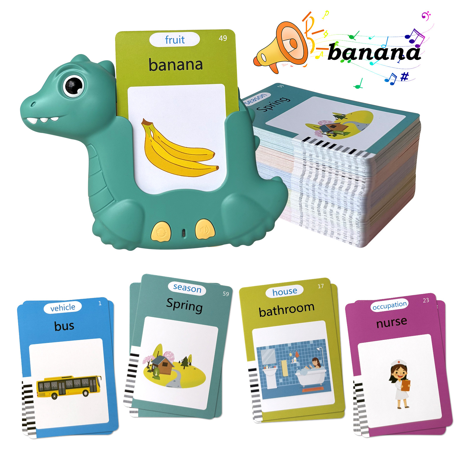 Cross-border foreign trade Amazon early education toy Dinosaur card insertion machine, children's educational learning machine, enlightenment toy card machine full figure