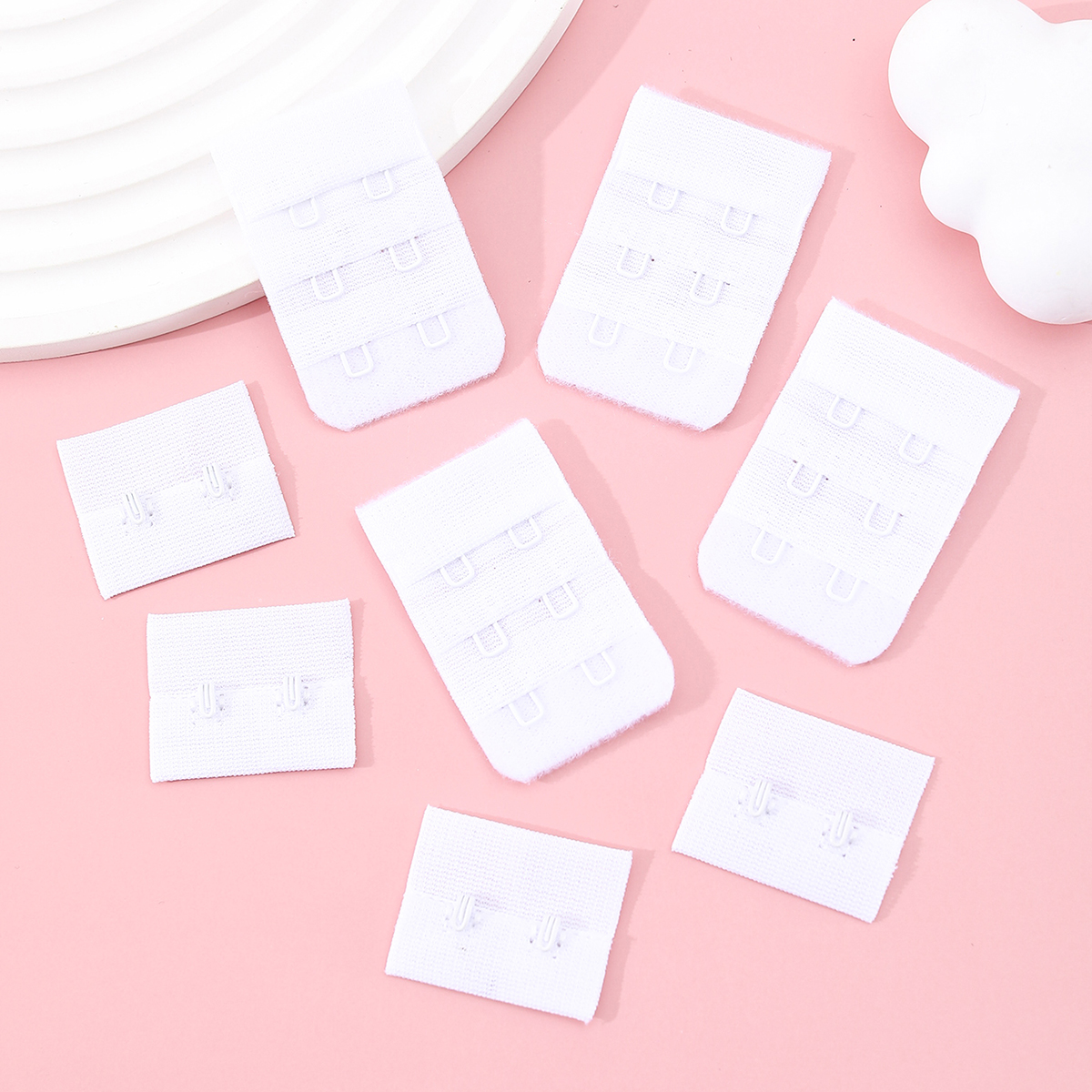 厂家直销两排两扣背扣涤纶3.2cm宽文胸搭扣内衣文胸配件黑白现货细节图