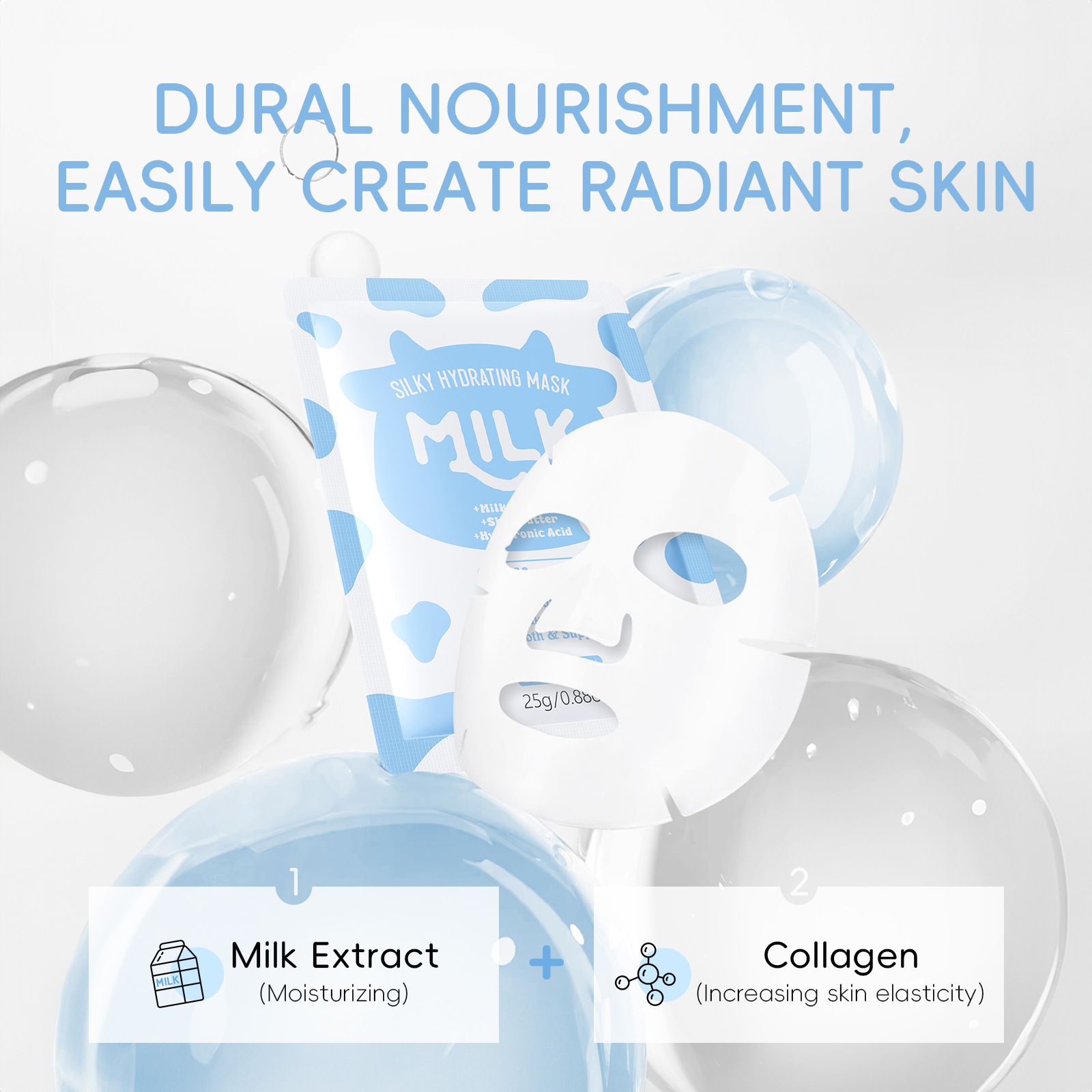 Cross-border new product LAIKOU Milk Mask Patch 25g Hydrating and Moisturizing Facial care Patch Mask, export mask details Picture