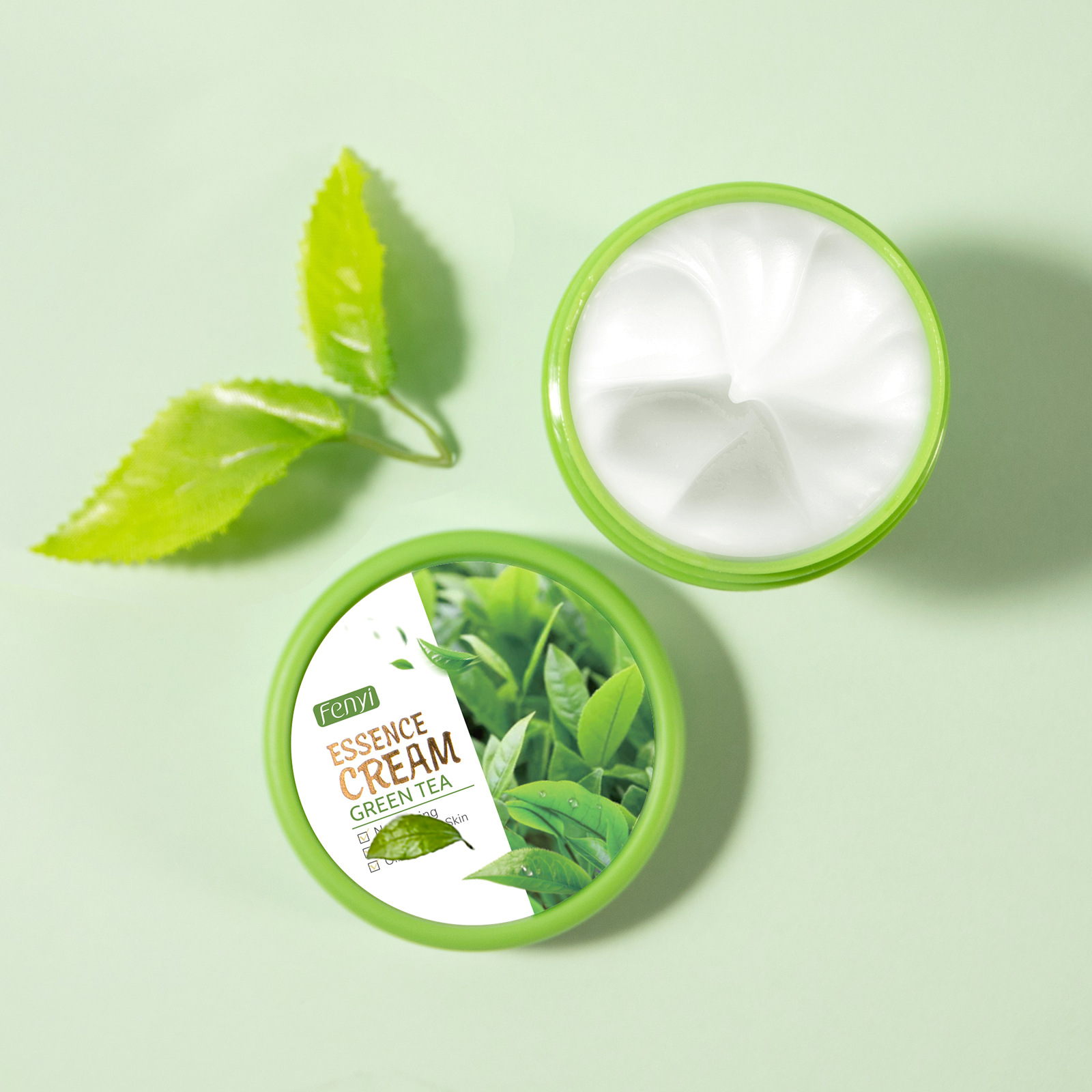 FENYI Green Tea Essence Cream 40g Hydrating, Moisturizing and Nourishing Skin Care Product Cross-border supply English packaging Specification drawing