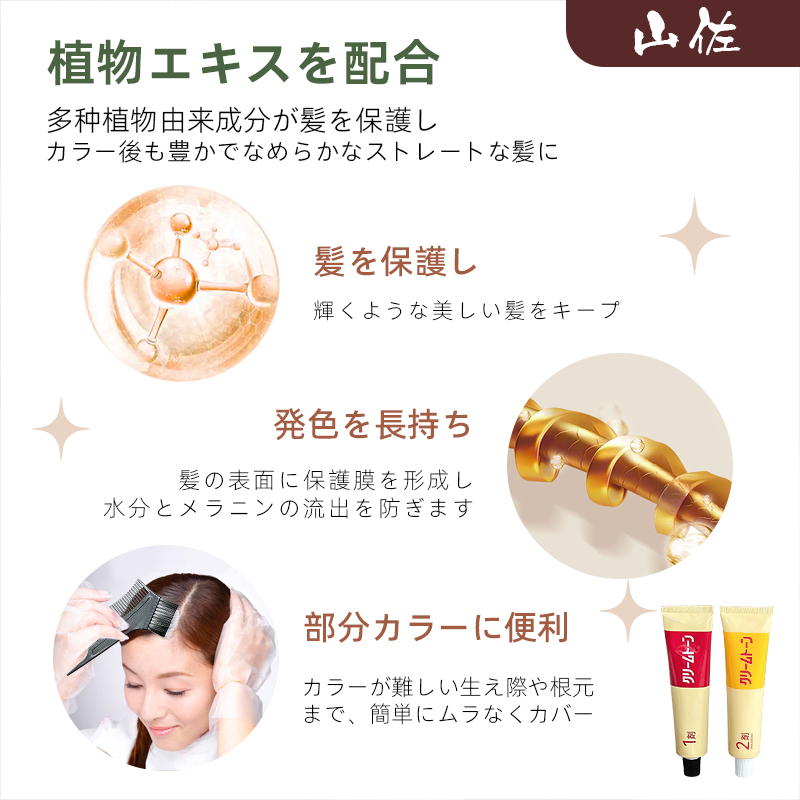 Yamasa hair dye cream exported to Japan, a plant-based hair dye that gently colors white hair, is suitable for women and household use Specification image