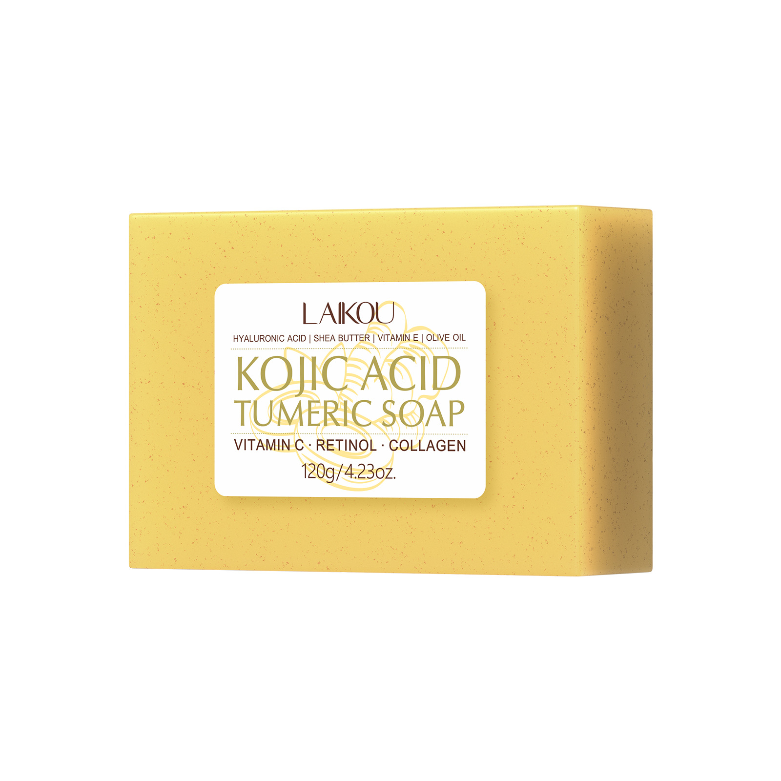 LAIKOU Curic Acid Turmeric Soap 120g for cleansing the face and brightening the complexion. Wholesale of facial soap Item Picture