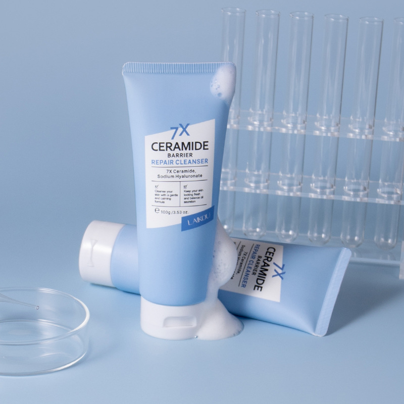 Cross-border LAIKOU Ceramide Facial Cleanser 100g Hydrating and Moisturizing Cleansing Cross-border Export Facial Cleanser full figure