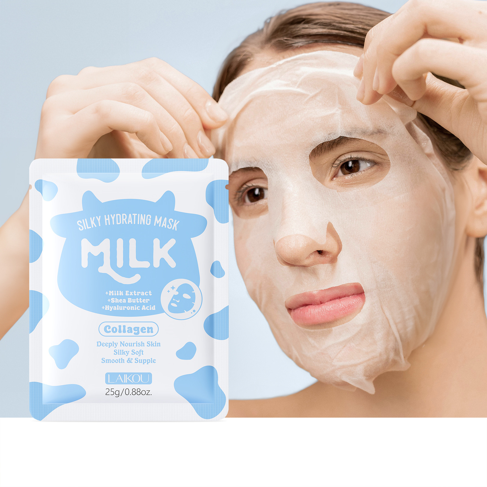 Cross-border new product LAIKOU Milk Mask Patch 25g Hydrating and Moisturizing Facial care Patch Mask, export mask full figure
