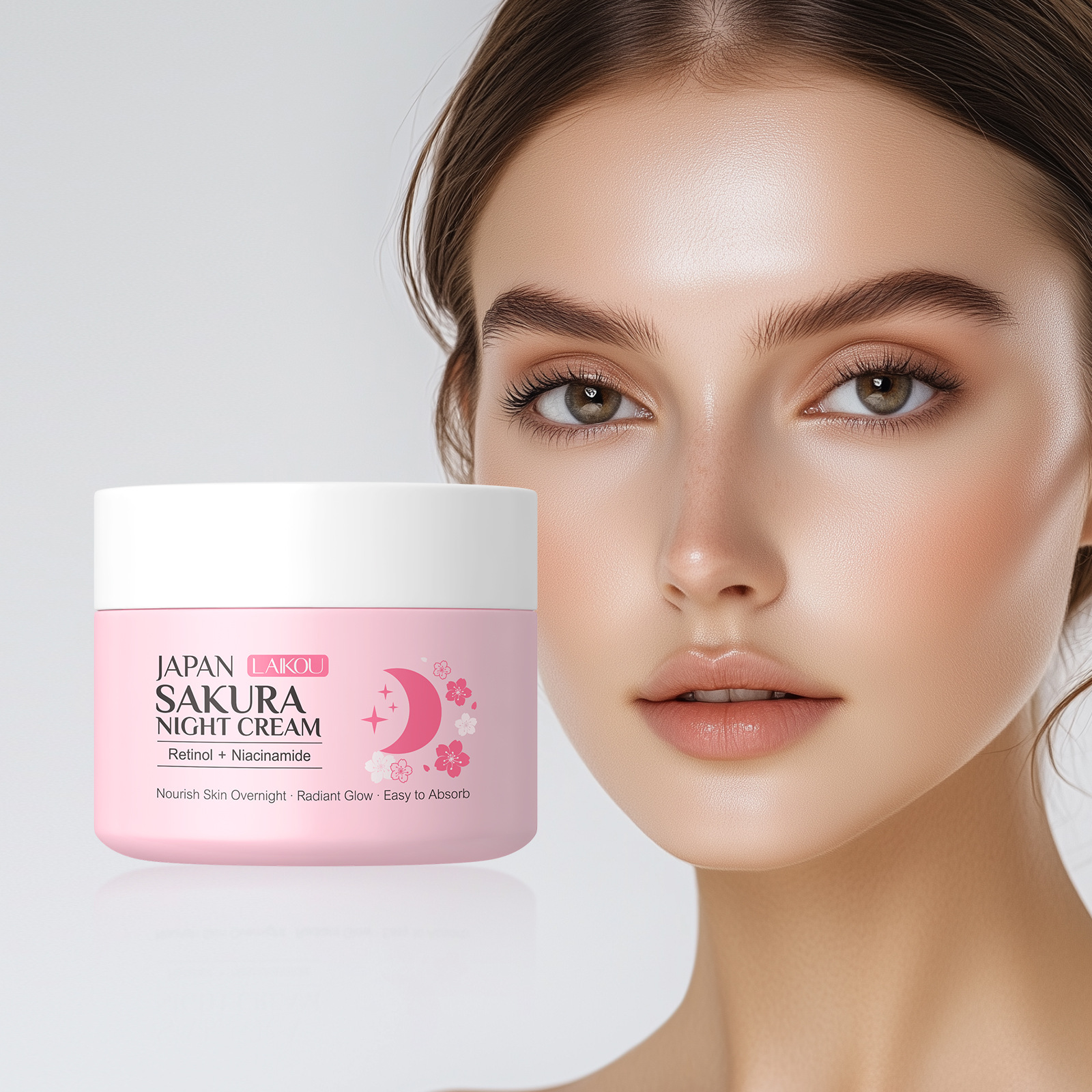 Cross-border Laicome Japanese Cherry Blossom Night Cream 30g Moisturizing and Nourishing Water Cream for Morning A and Evening C, available for wholesale from the manufacturer full figure