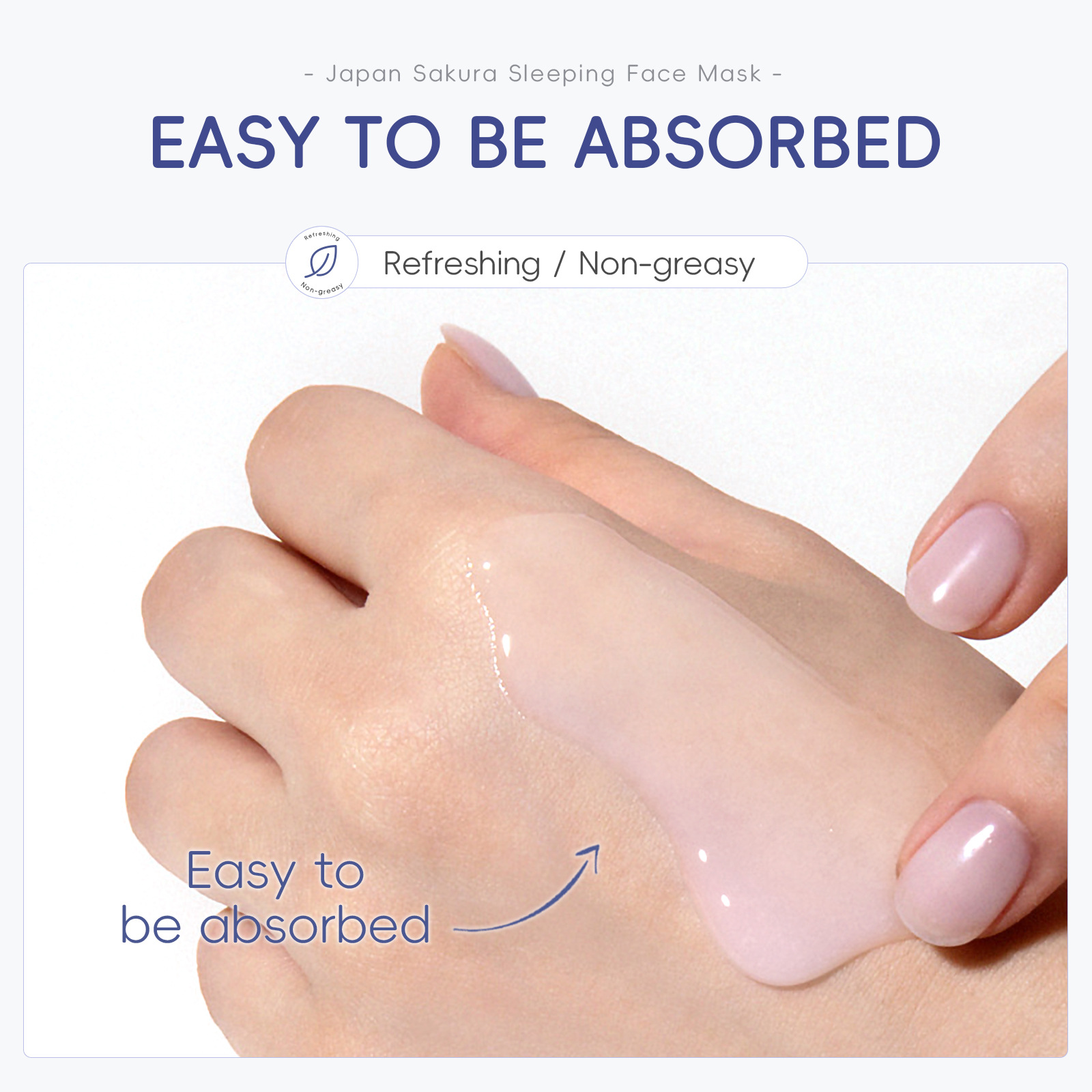 Laikou Sakura Sleeping Mask 1 sheet, 3g hydrating and moisturizing skin care product, all English available in stock for export Application Scenario