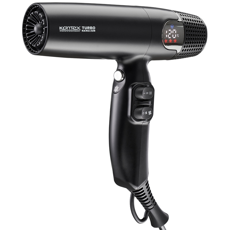Komex Cross-Border New Products: European And American High-Speed Brushless 110,000 Rpm Boat-Shaped Switch Hair Dryer, High-Power Constant-Temperature Negative Ion Hair Dryer, Salon Screen Display Hair Dryer Specification drawing