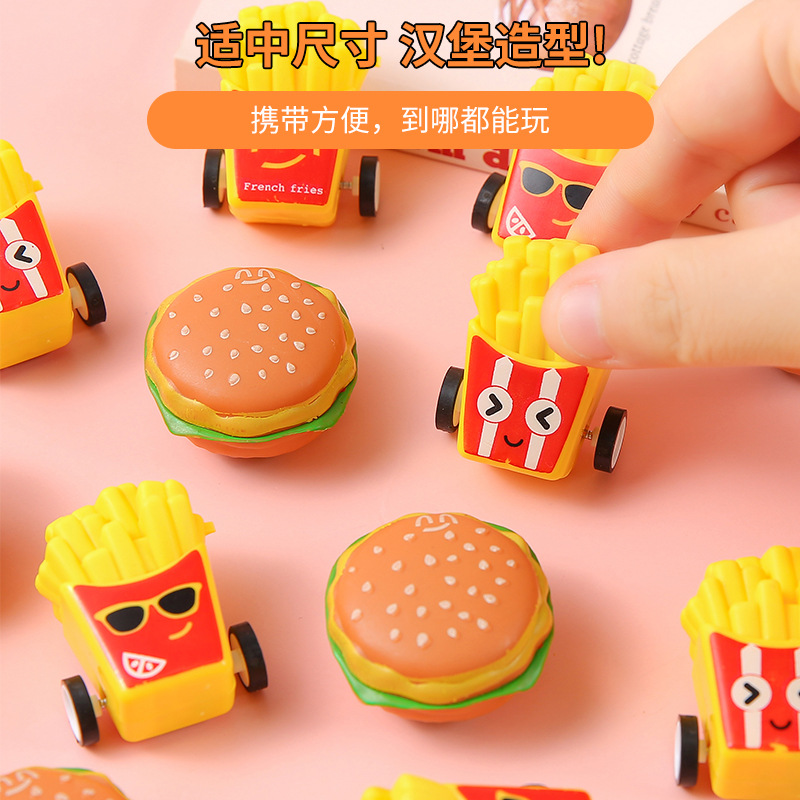 Creative Huili Food Play Mini running hamburger car Gashapon, novel Huili toy pocket car, kindergarten gift details Picture