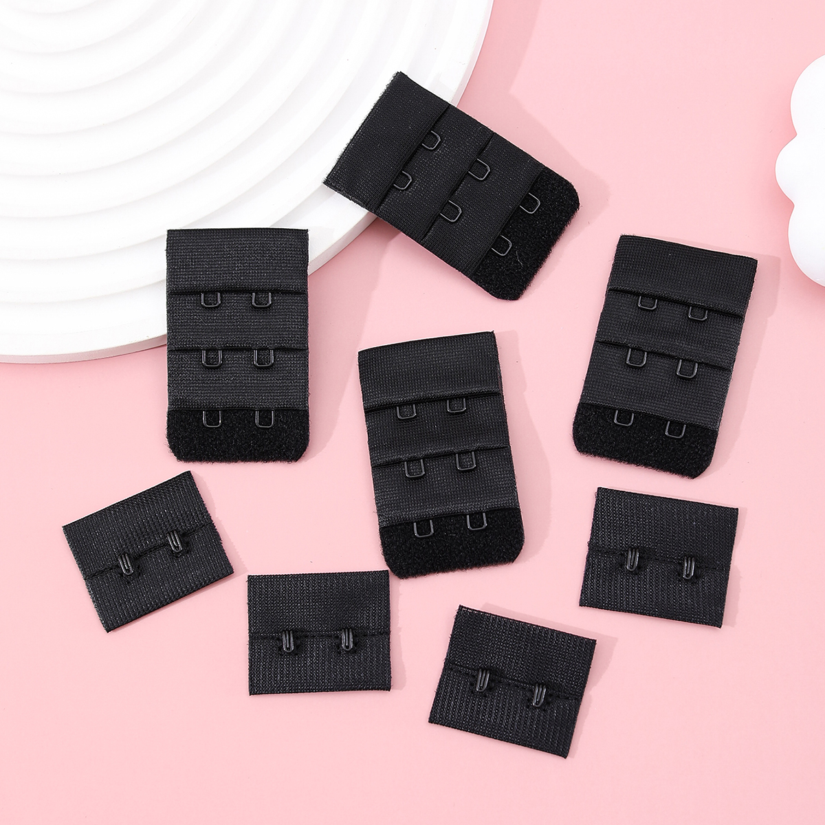 厂家直销两排两扣背扣涤纶3.2cm宽文胸搭扣内衣文胸配件黑白现货产品图