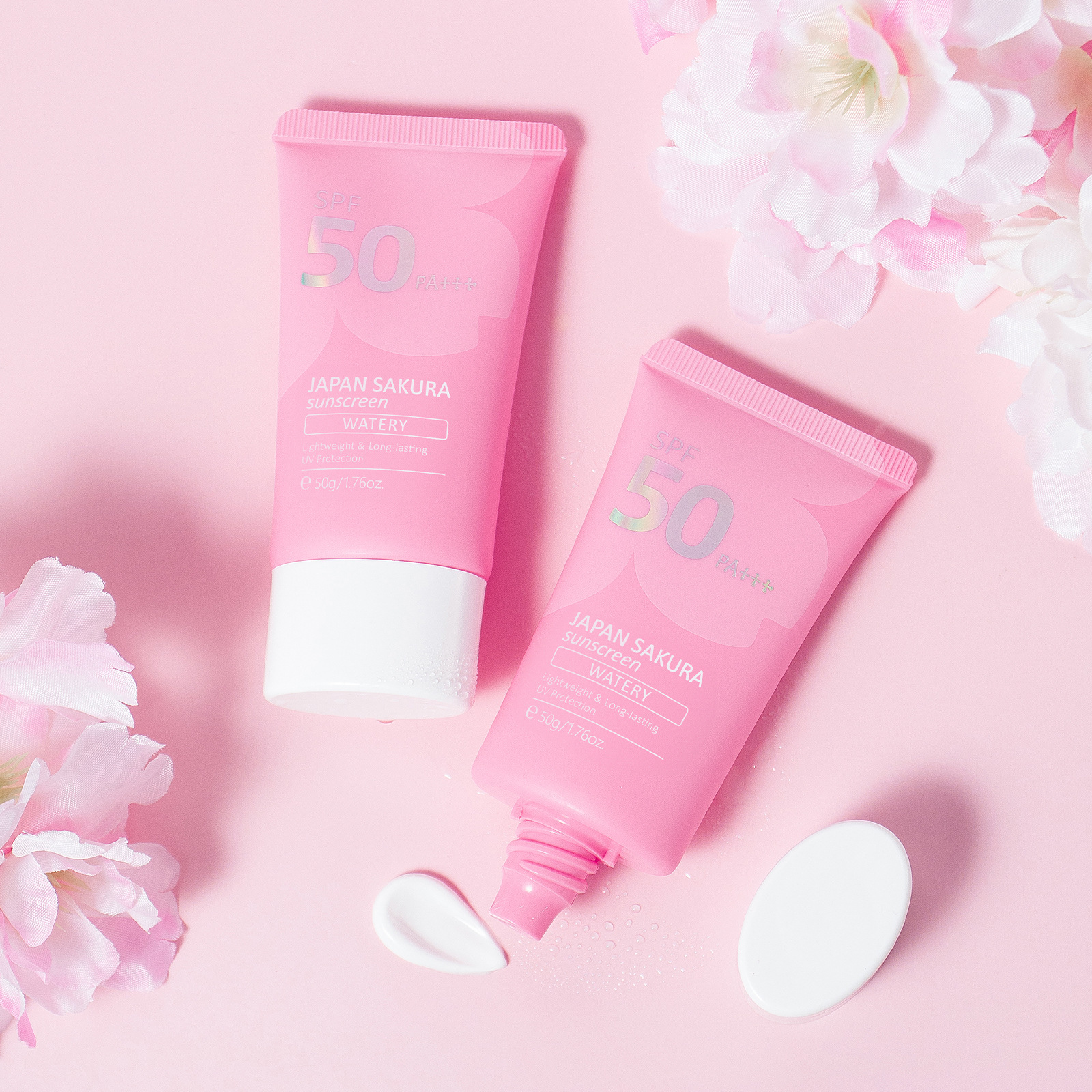Cross-border LAIKOU Sakura sunscreen Moisturizing Edition 50g Hydrating and Moisturizing Skin Care Product wholesale full figure