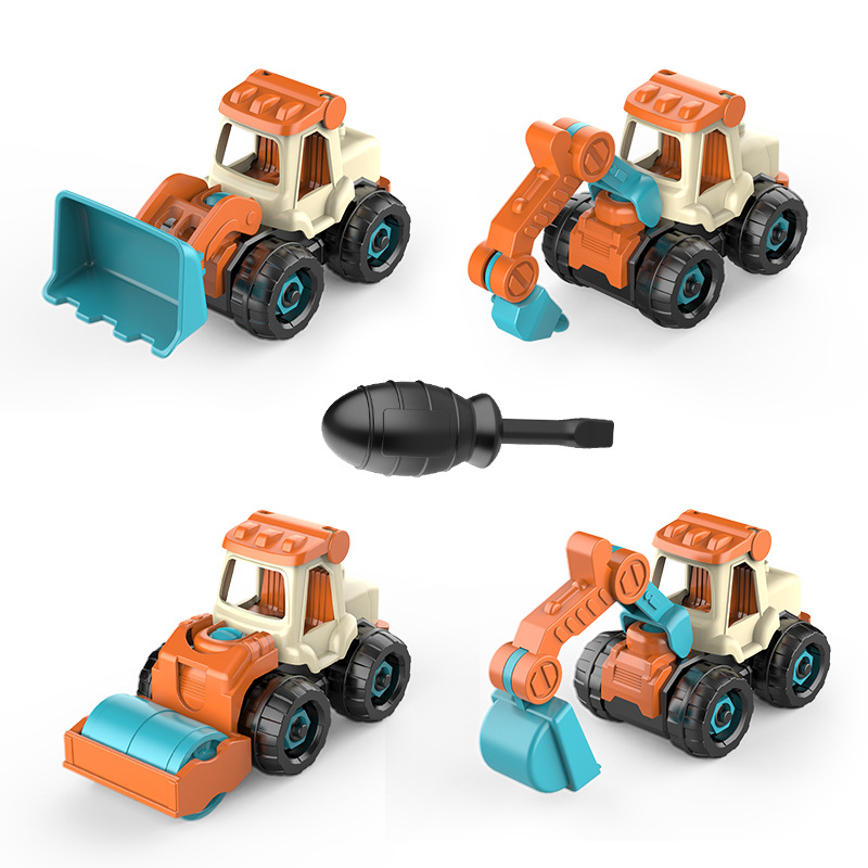 Children's assembly engineering vehicles, screw and nut assembly, educational toys, detachable and disassemblable excavators, street stalls, cross-border Item Picture