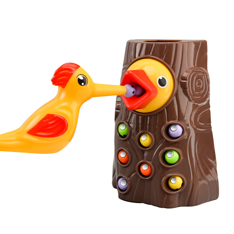 Cross-border children's woodpecker toys for educational early education, fishing, insect-catching games, magnetic birds catching insects, parent-child interaction Item Picture