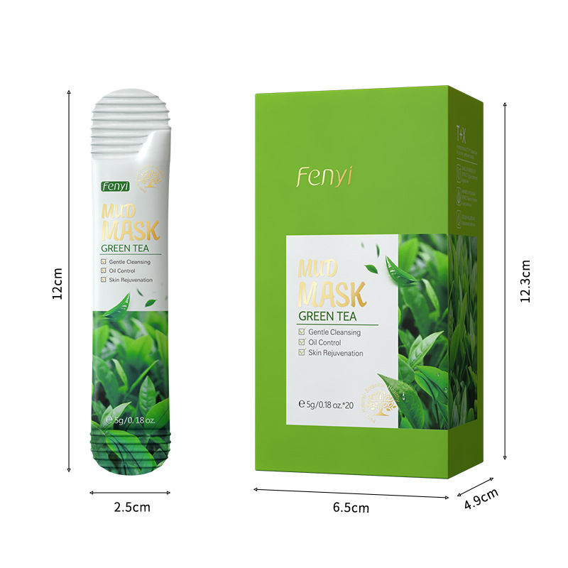 Cross-border FENYI Green Tea Mud Mask Sheet 5g1 Sheet Hydrating and Moisturizing Skin Care Product Export Mask details Picture