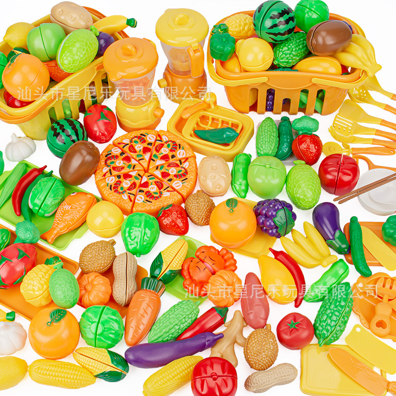Children's house play, Cut-up fun toys, fruit and vegetable simulation, cut-up fruit and vegetable pizza, baby kitchen toy set Item Picture