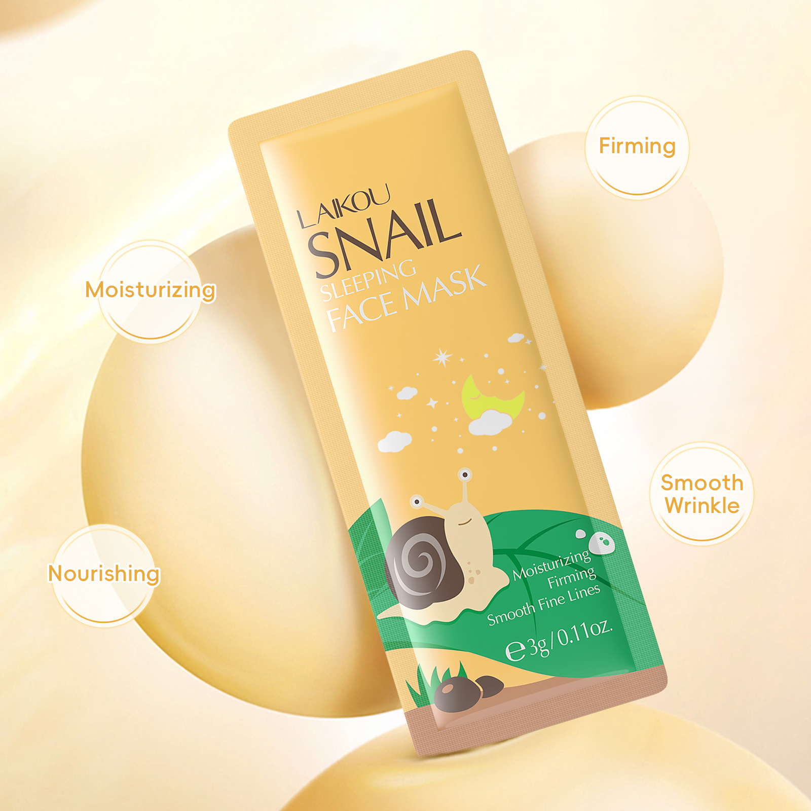 Laikou Snail Sleep Mask (Bag)3gx15 Pieces Moisturizing and Hydrating Mask Wholesale Export Mask details Picture