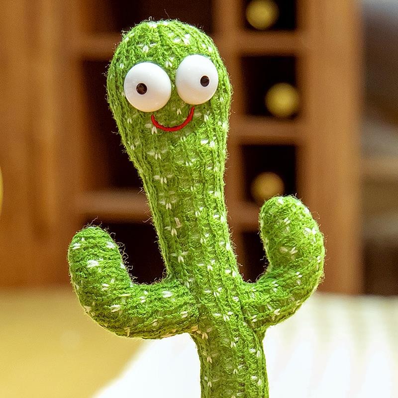 The popular cactus can sing, dance, glow and learn to speak. It's a children's toy and a birthday gift for boys and girls Specification drawing