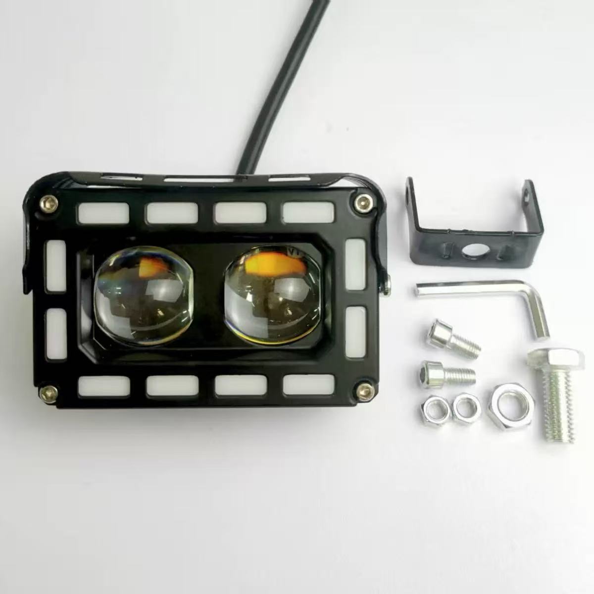 Motorcycle colorful seven-color running lights, electric bike high-brightness waterproof LED spotlights, high and low beam front headlights, dual-color headlights Application Scenario