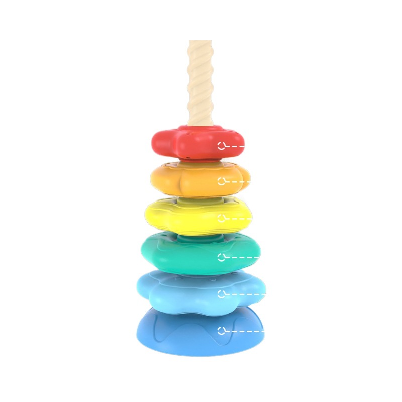Rainbow Spinning Tower Stacking Game, 6-month-old baby Spinning game, 1-2 year old baby toy, educational early education toy Item Picture