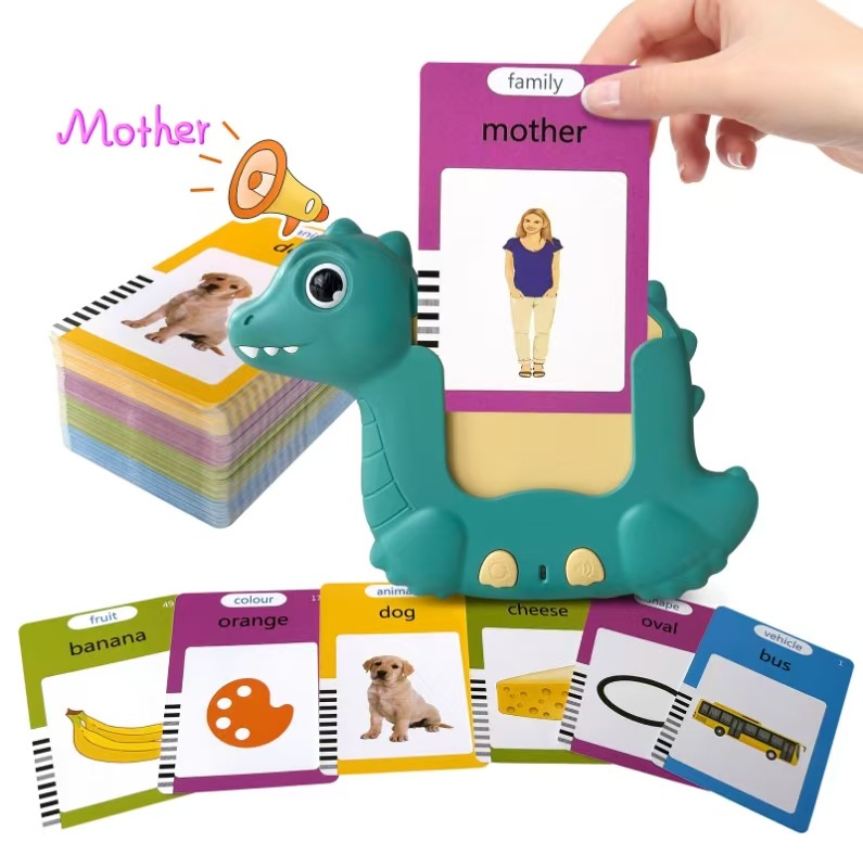 Cross-border foreign trade Amazon early education toy Dinosaur card insertion machine, children's educational learning machine, enlightenment toy card machine Specification drawing