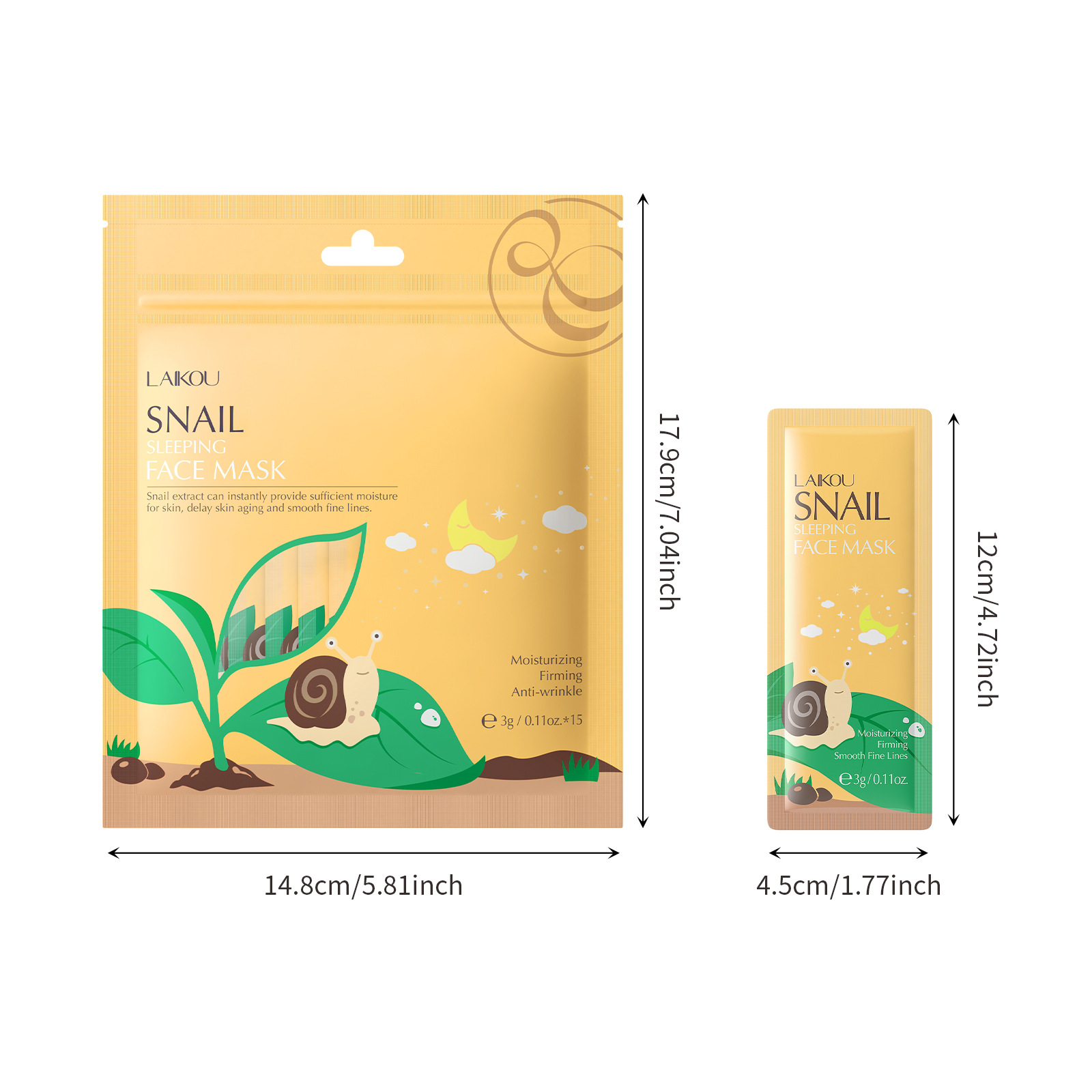 Laikou Snail Sleep Mask (Bag)3gx15 Pieces Moisturizing and Hydrating Mask Wholesale Export Mask Item Picture