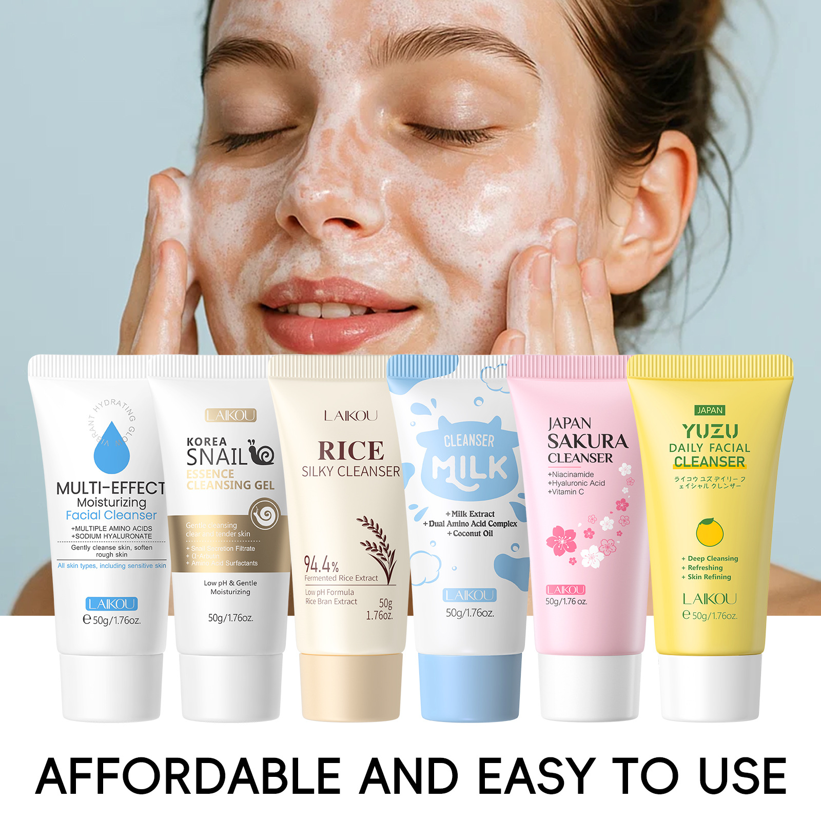 Cross-border LAIKOU export facial cleanser face Cream series skin care products are available for wholesale in English full figure