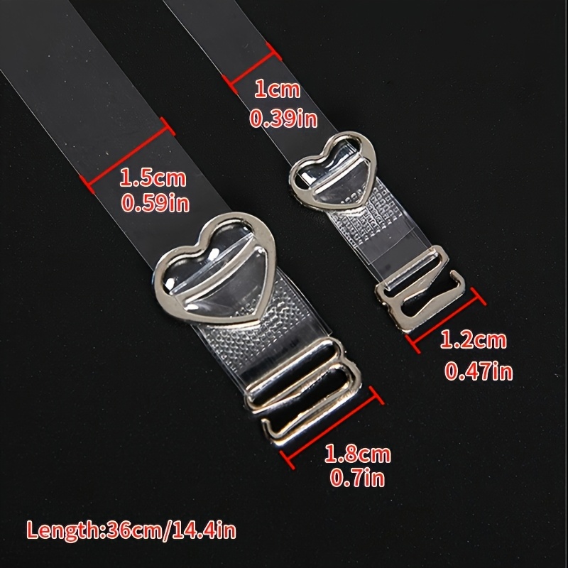 透明可拆卸胸罩带，心形扣，可调节弹性防滑胸罩带，女士内衣及内衣配件产品图