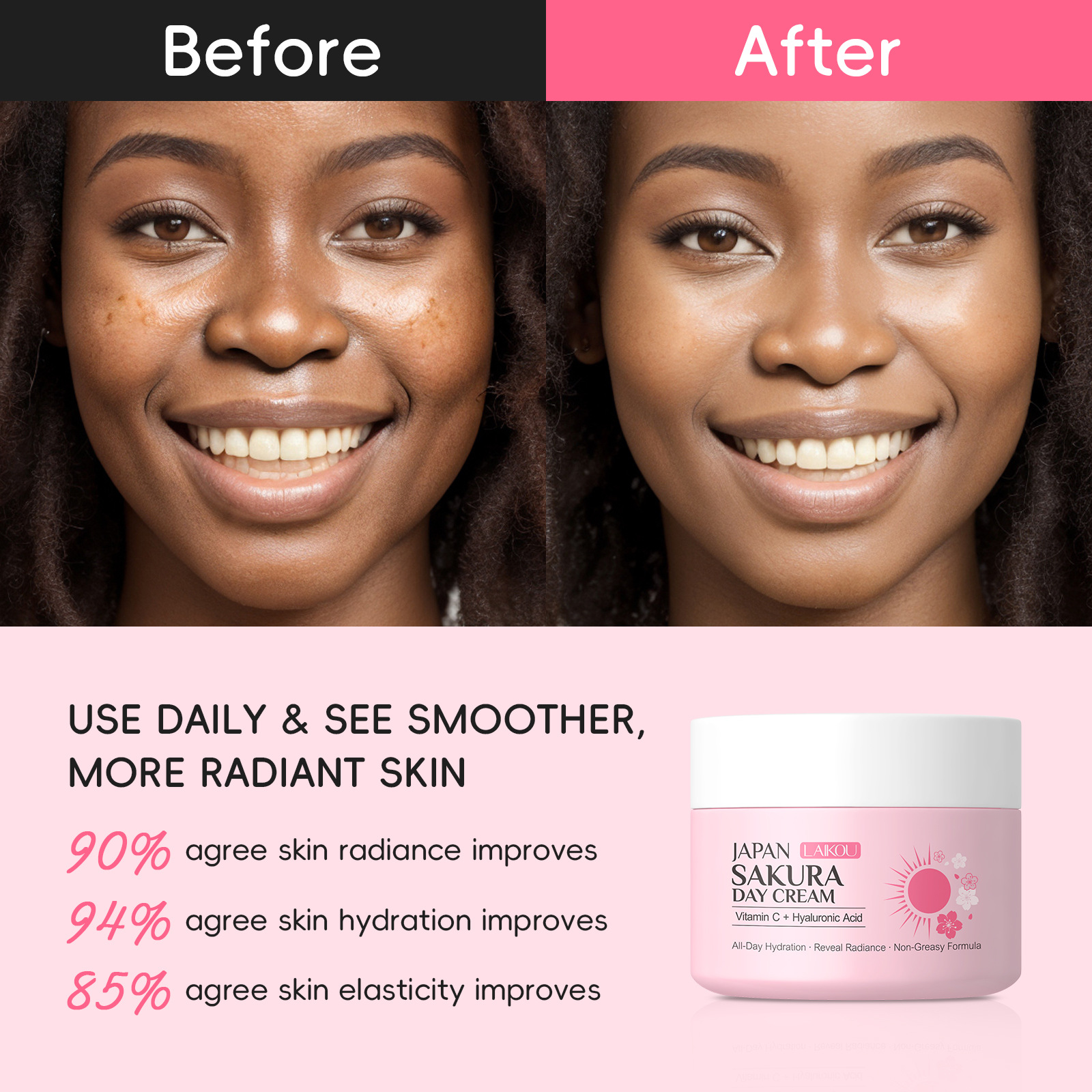 Cross-border Laicome Japanese Cherry Blossom Day Cream 30g Moisturizing and Nourishing Water Cream for Morning A and Evening C, available for wholesale from the manufacturer Specification drawing